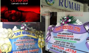 Karangan Bunga Polres Sumenep Untuk Aktivis IMM dan PMII yang Tewas Saat Demo