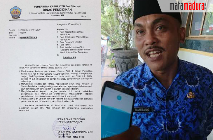 Antisipasi Covid-19, Disdik Bangkalan Liburkan Sekolah Dua Pekan