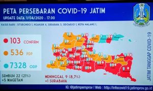 20 Kab/Kota di Jatim Kategori Zona Merah Pasien Covid-19