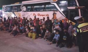 3 Bus Penumpang Mudik Tujuan Bangkalan Distop PJR Polda Jatim