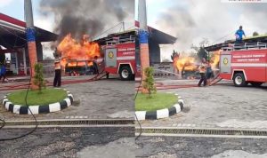 Mobil Carry Berisi Belasan Jerigin BBM Terbakar di SPBU Larangan Badung Pamekasan