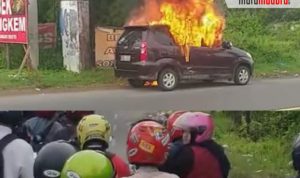 Mobil Xenia Hangus Terbakar di Akses Suramadu