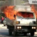 Mobil Boks Pengangkut Pembersih Lantai asal Bangkalan Terbakar di Sumenep