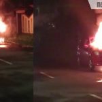 Mobil Ayla Terbakar di Jalan Raya Telang Bangkalan