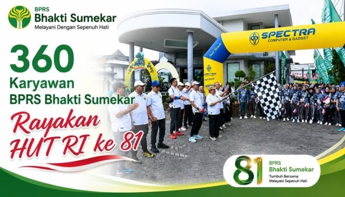 Menyemarakkan HUT RI ke 81, 360 Karyawan BPRS Bhakti Sumekar Jalan Sehat
